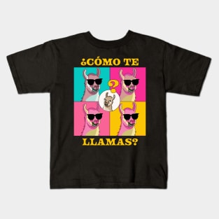 Como Te Llamas, Llama Funny Spanish Teacher Spanish Student Kids T-Shirt